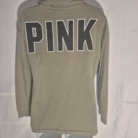 PINK/Victoria's Secret zippered front fleece jacket, green w/stripes in size XS - Picture 8 of 16